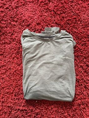 Eddie Bauer Gray Long Sleeve Crew Tee with Script Logo